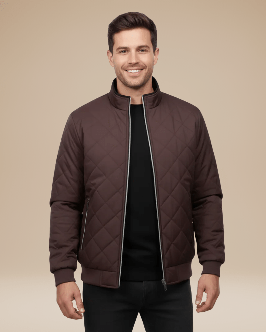 Aurazio Giacca Trapuntata Uomo Rombo Calore Leggero Imbottitura Leggera Mezza Stagione