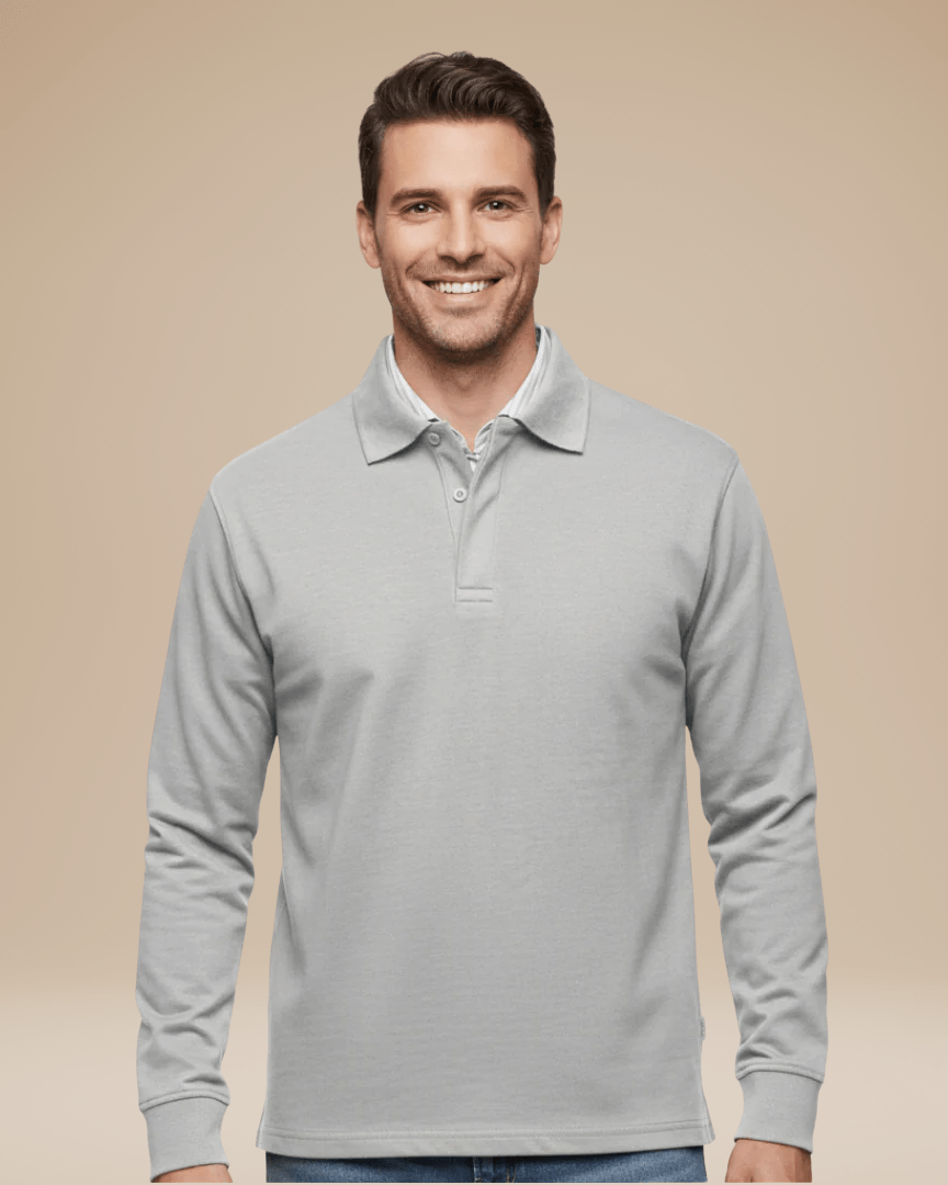 Aurazio Polo Cotone Premium Uomo Maniche Lunghe Comfort Tutto Il Giorno Stile Senza Sforzo Lavoro