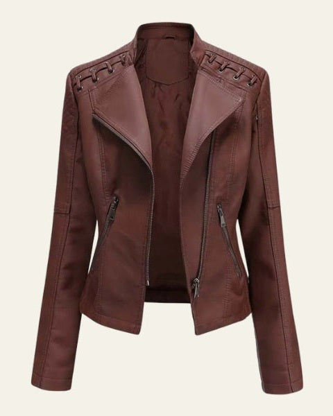 Aurazio Giacca in Pelle Vegana Rosa Cipria per Donne