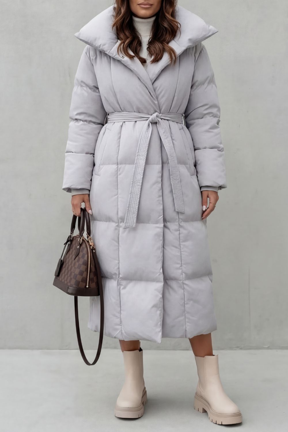 Giubbotto Donna Lungo Imbottito con Cintura Silhouette Definita