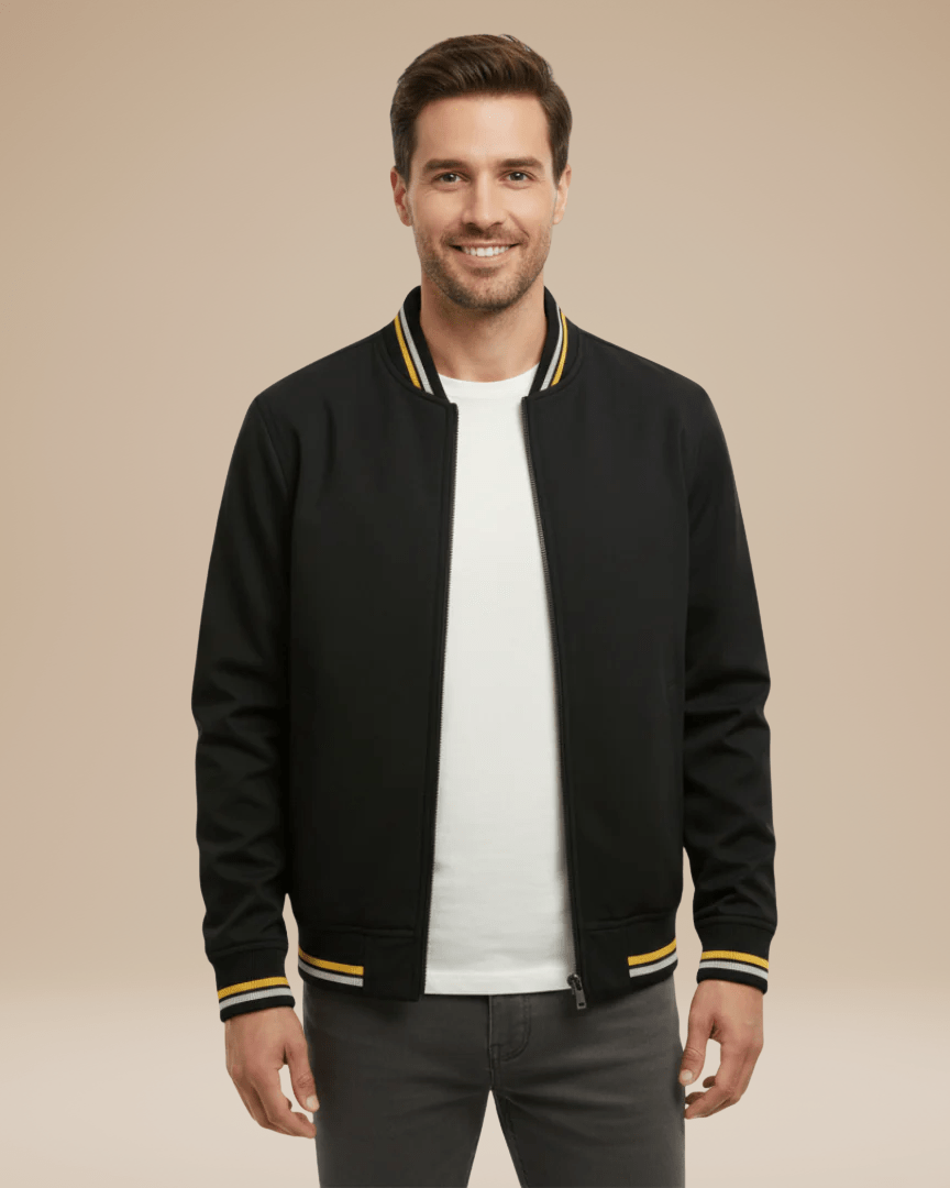 Aurazio Bomber Uomo Casual Colletto A Costine Per Vita Di Città Comfort E Stile Urbano