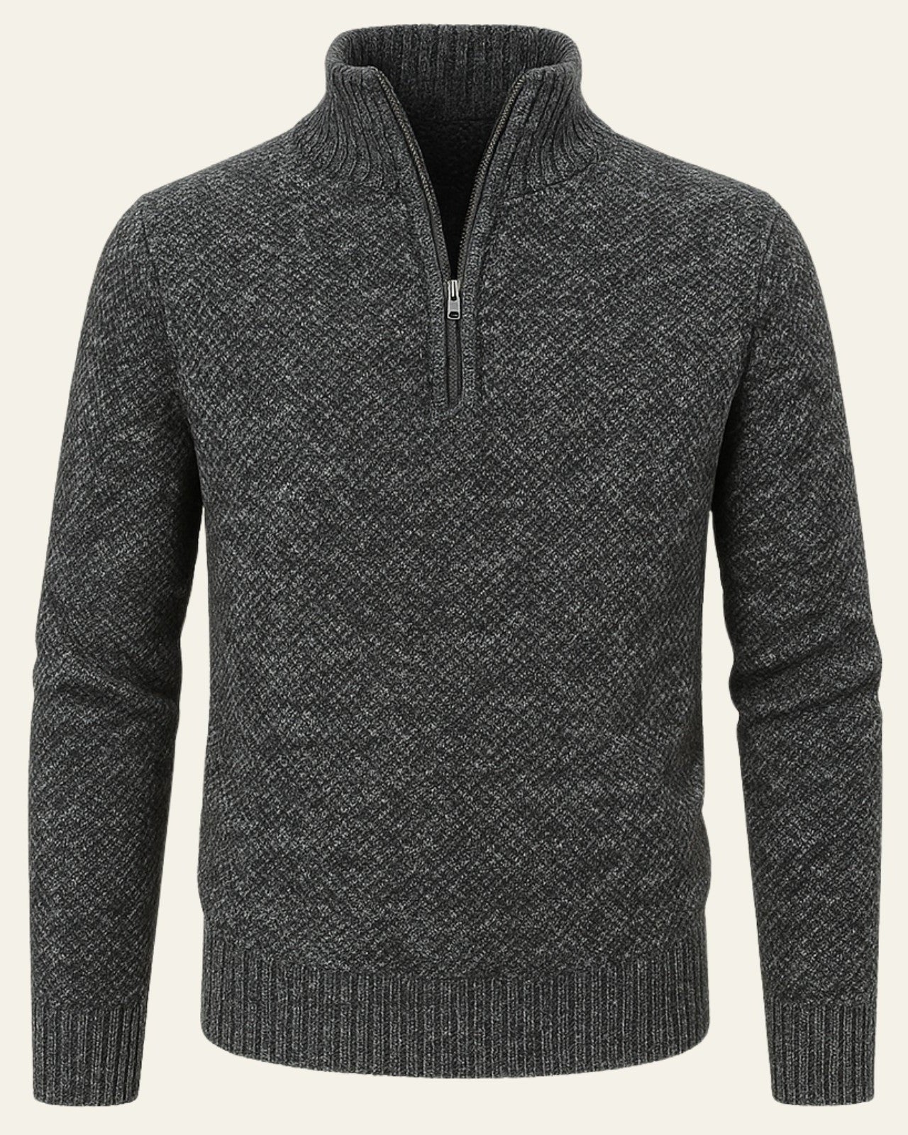 Aurazio Maglione Testurizzato Con Zip A Metà Da Uomo