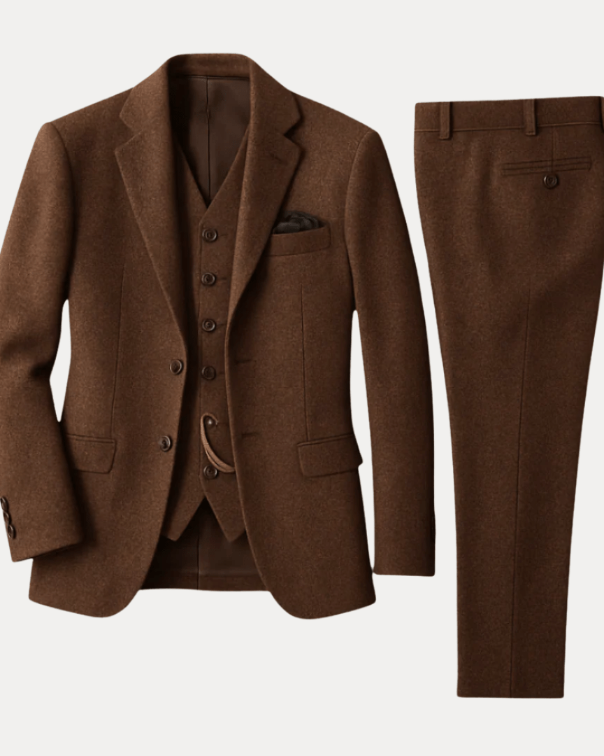 Aurazio Abito Uomo Tre Pezzi In Tweed Classico Taglio Regular Elegante Confortevole