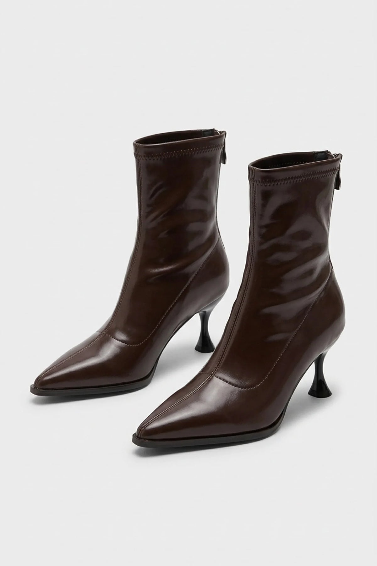 Stivaletti Donna Tacco Alto Punta Affilata Zip Posteriore Eleganti
