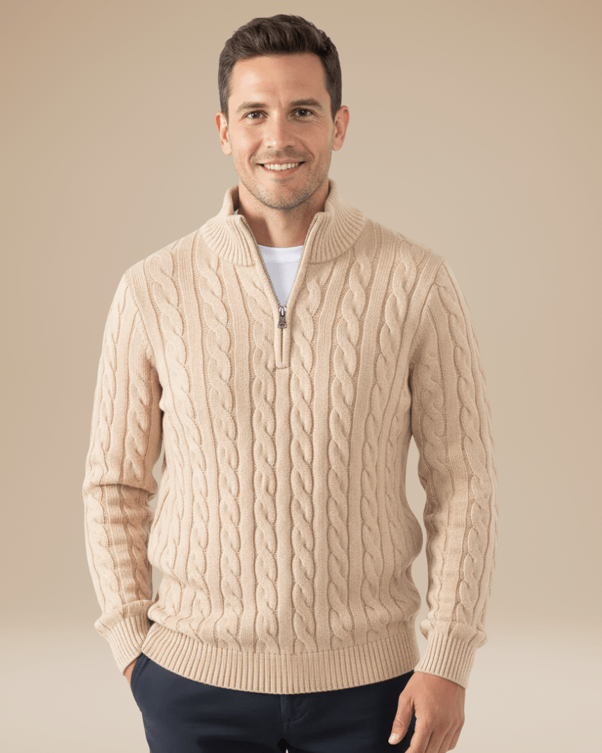 Aurazio Maglione A Treccia Con Mezza Zip Unisex Comfort E Stile Per Ogni Occasione