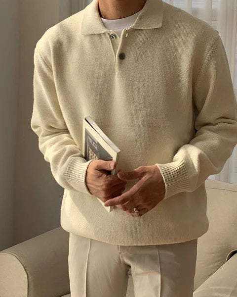 Aurazio Maglione polo in maglia morbida da uomo