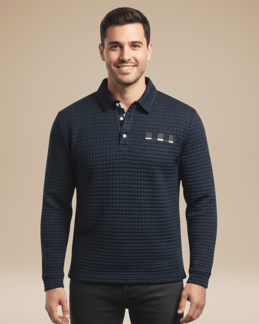 Aurazio Polo Uomo Maniche Lunghe In Maglia A Nido D Ape Calda Ed Elegante Traspirante E Comfort