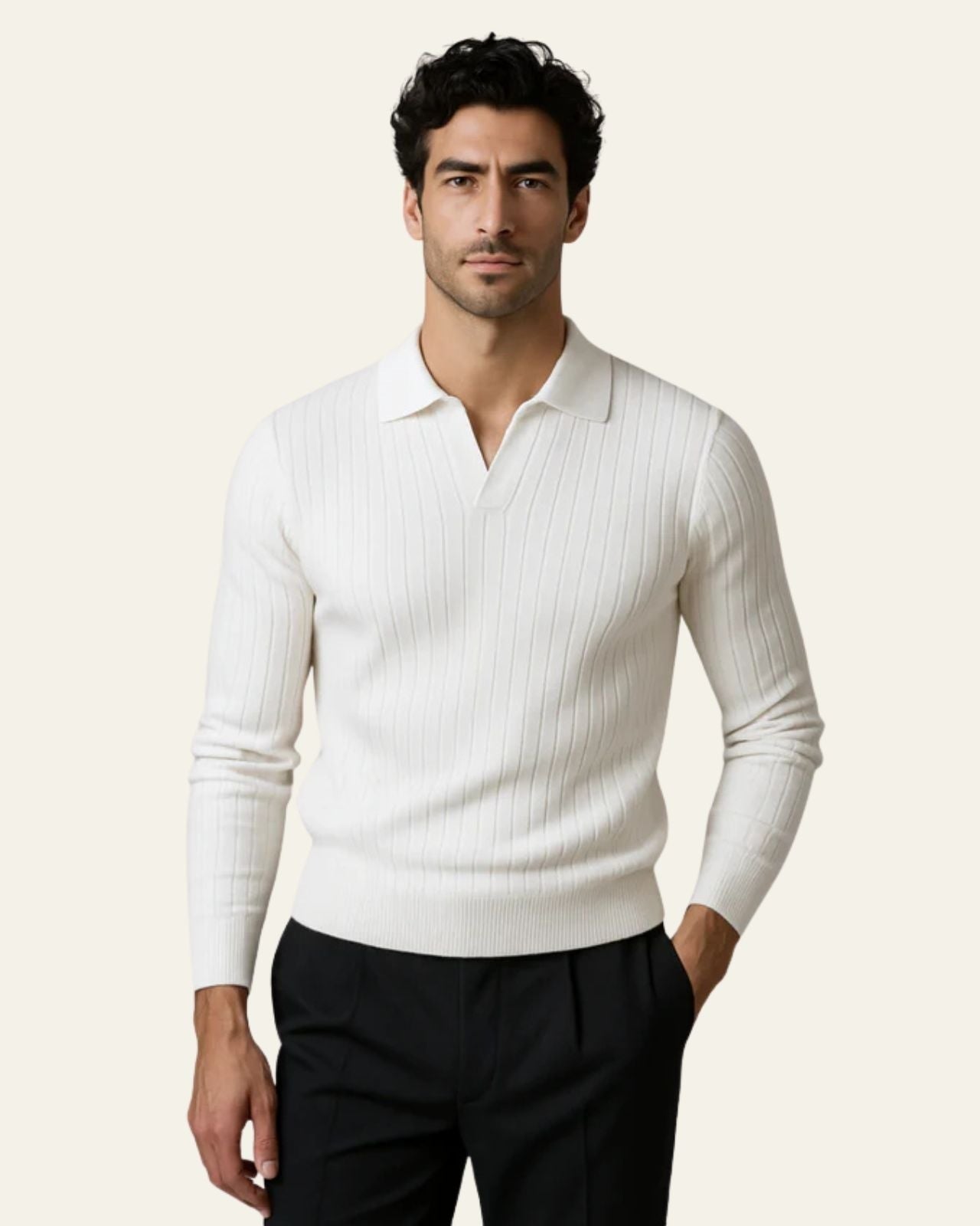 Aurazio Polo in maglia a coste aderente da uomo