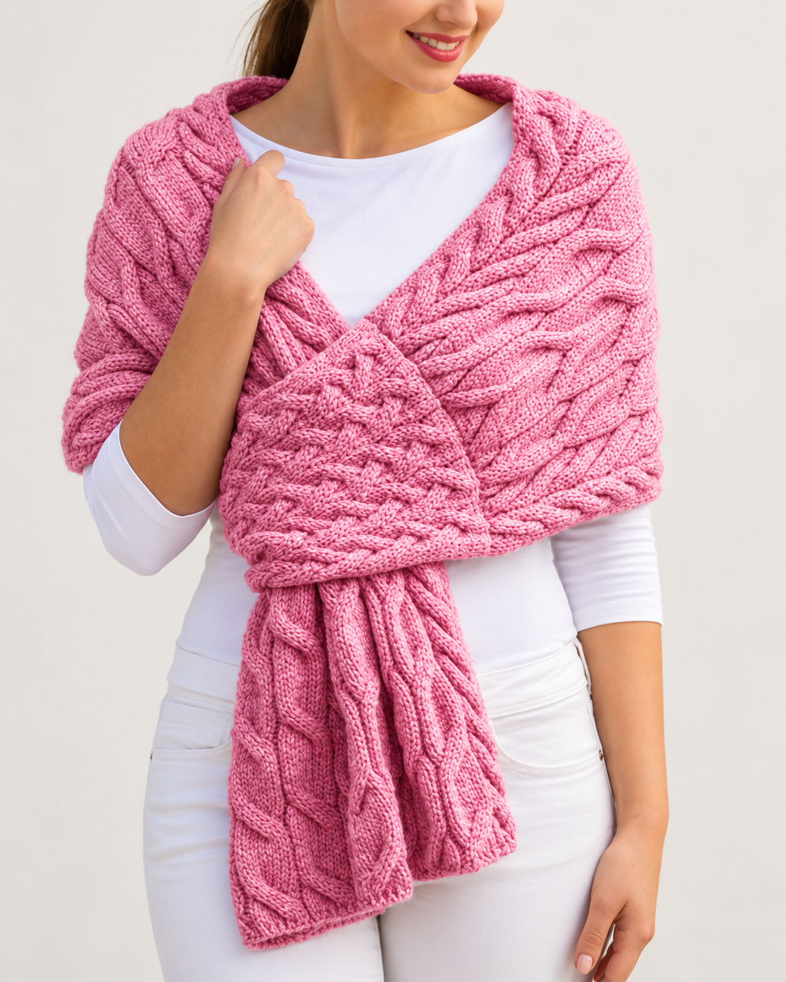 Sciarpa Donna in Maglia a Trecce Grossa Invernale 160 cm