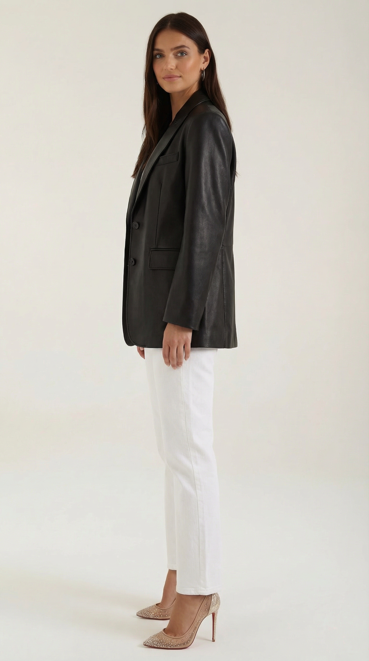 Blazer Donna in Ecopelle Lucido Oversize Strutturato