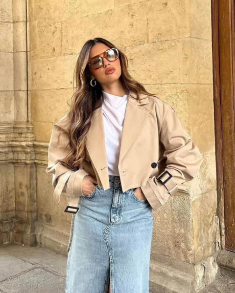 Aurazio Giacca Trench Corto Elegante da donna