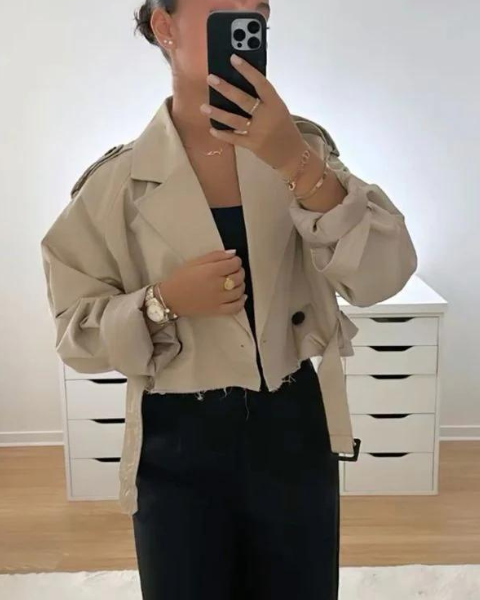 Aurazio Giacca Trench Corto Elegante da donna