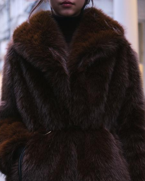 Aurazio Cappotto con Cintura in Pelliccia Sintetica da Donna