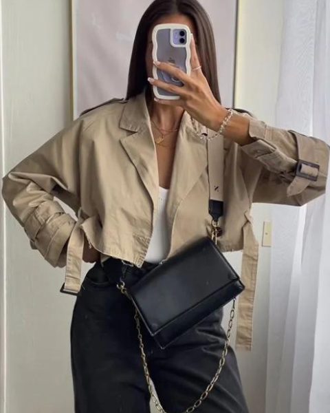 Aurazio Giacca Trench Corto Elegante da donna