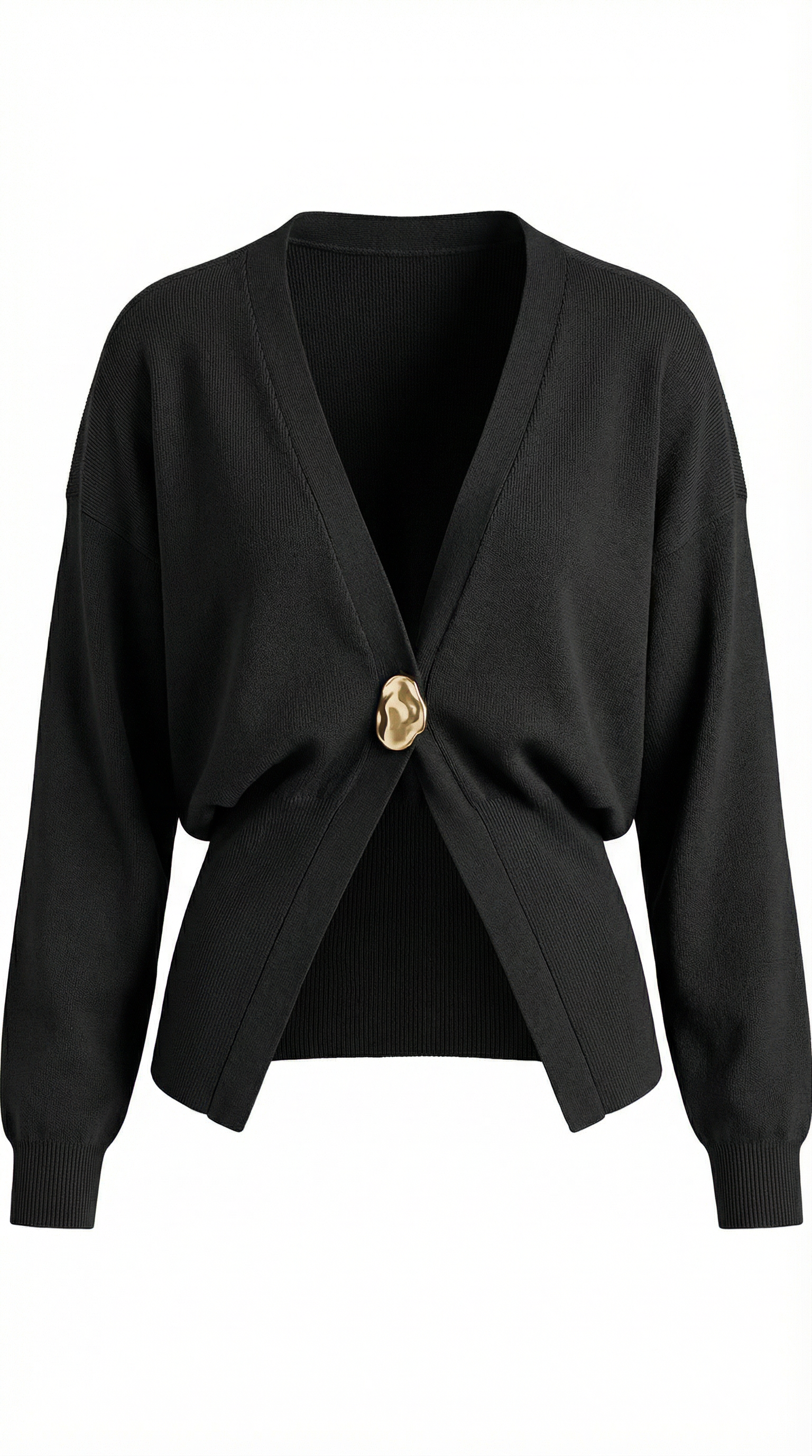 Cardigan Donna Scollo a V Profondo Bottone Dorato Aderente