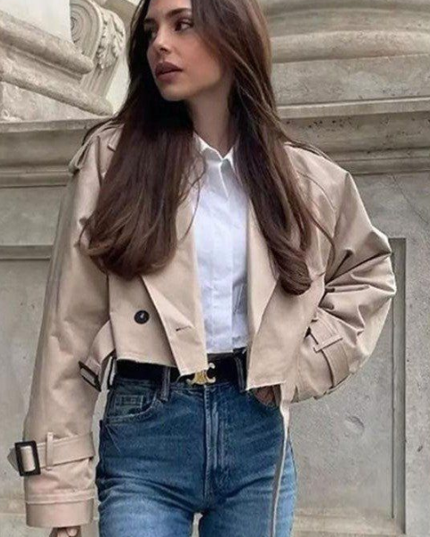 Aurazio Giacca Trench Corto Elegante da donna