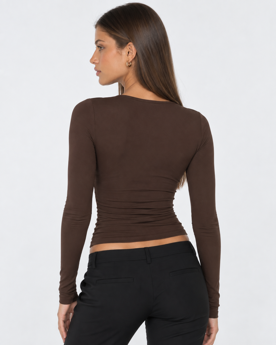 Top Donna Aderente Bordo in Pizzo Scollo con Fiocchetto