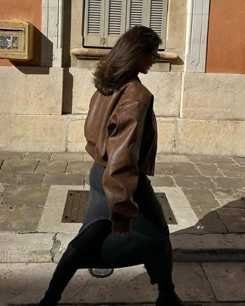 Aurazio Bomber corto in pelle vegana da donna