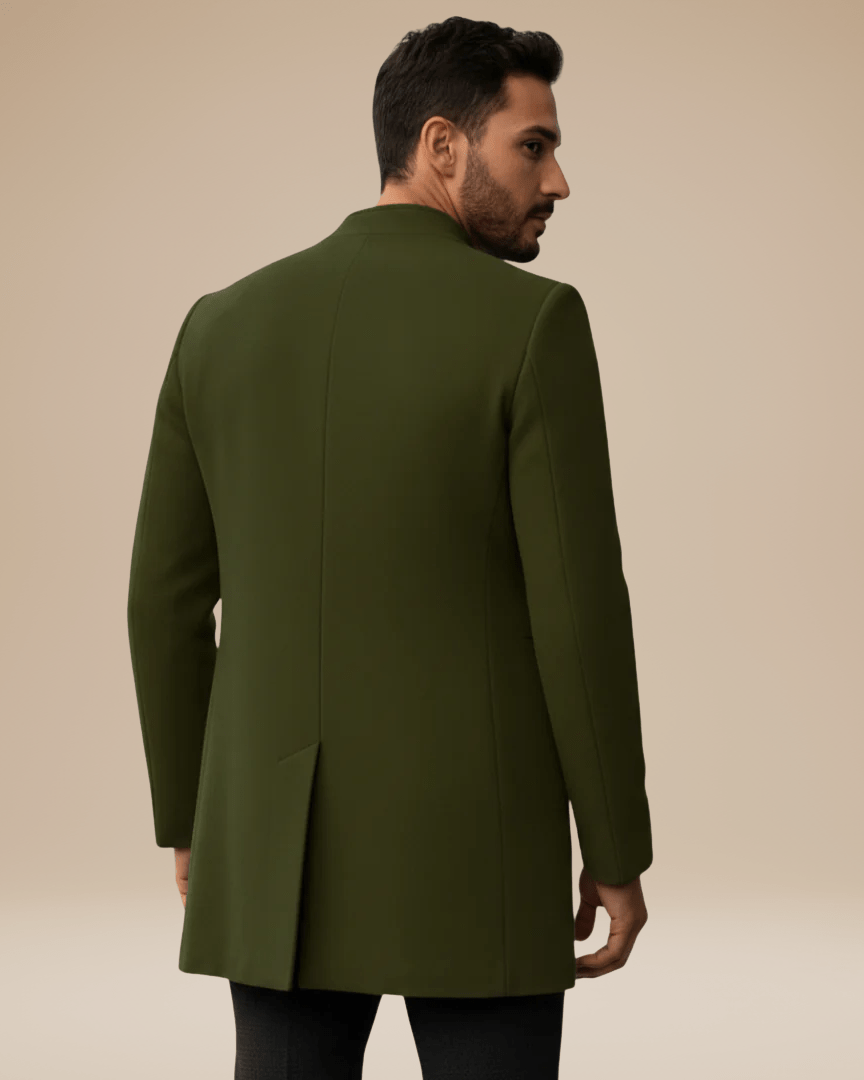 Cappotto Uomo Collo Coreano Affusolato Chiusura Nascosta