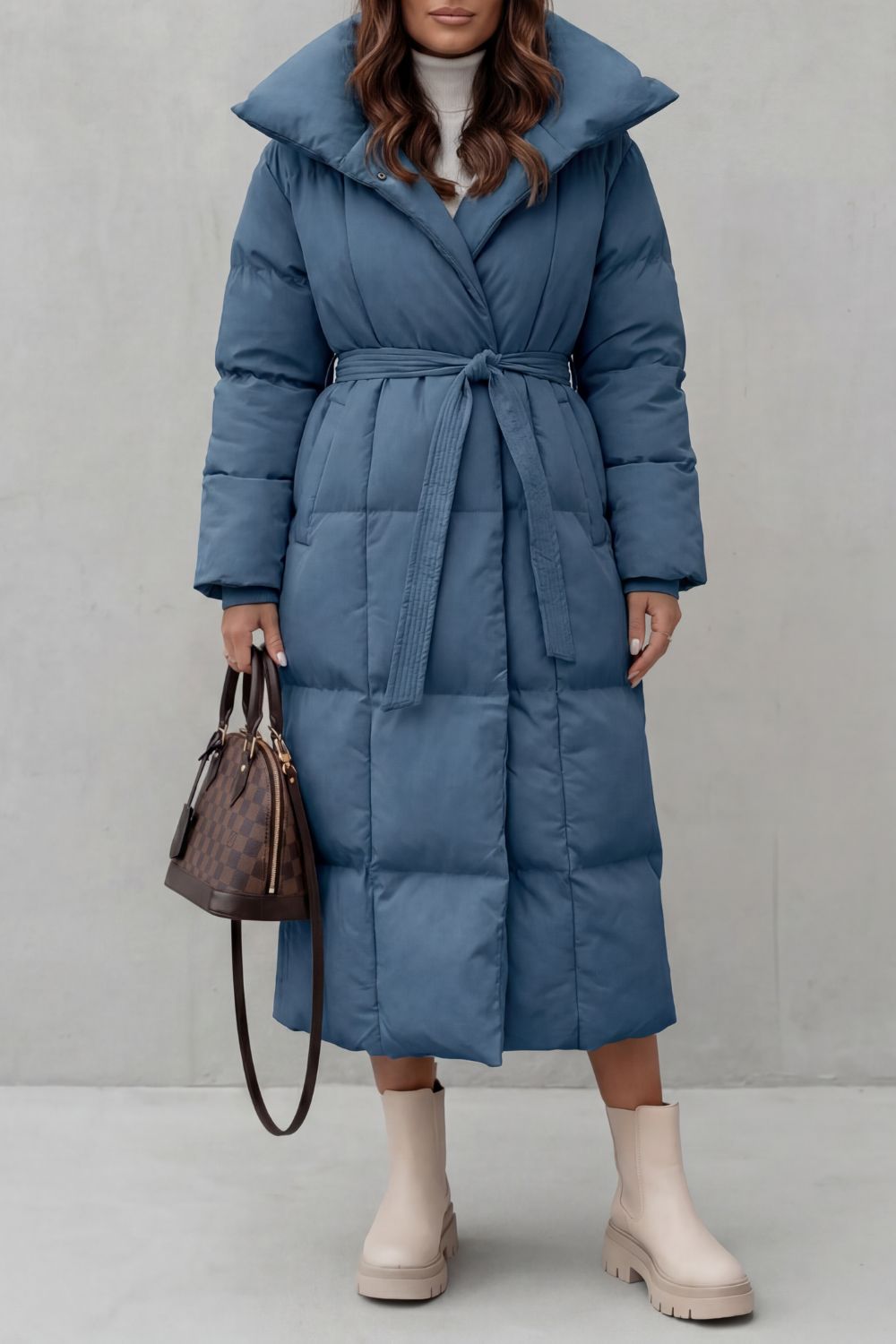 Giubbotto Donna Lungo Imbottito con Cintura Silhouette Definita