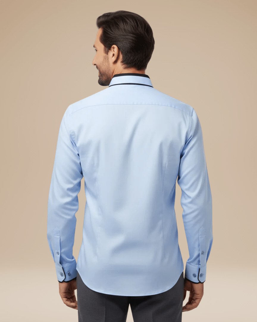 Aurazio Camicia Elegante Uomo Dettagli A Contrasto Colletto