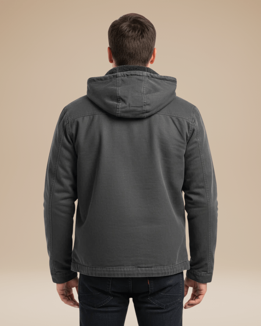 Aurazio Giacca Uomo Cappuccio Pile Foderata Con Zip Frontale Calda E Confortevole Autunno Inverno