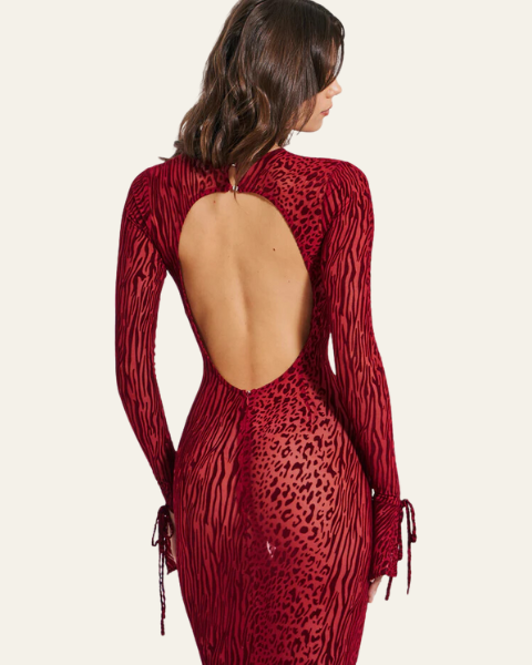 Aurazio Abito Lungo con Stampa Animale per Donne