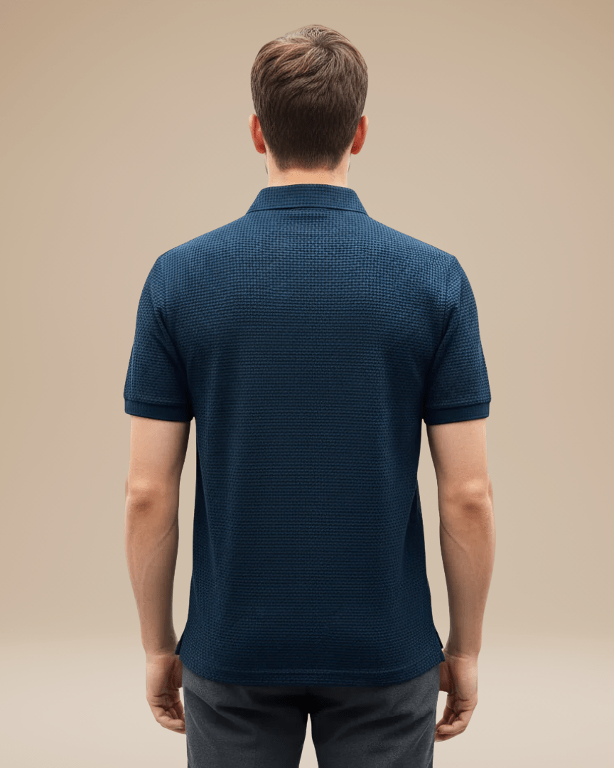 Aurazio Polo Uomo Elegante Stile Italiano Classico In Nido Ape Tessuto Traspirante Comfort