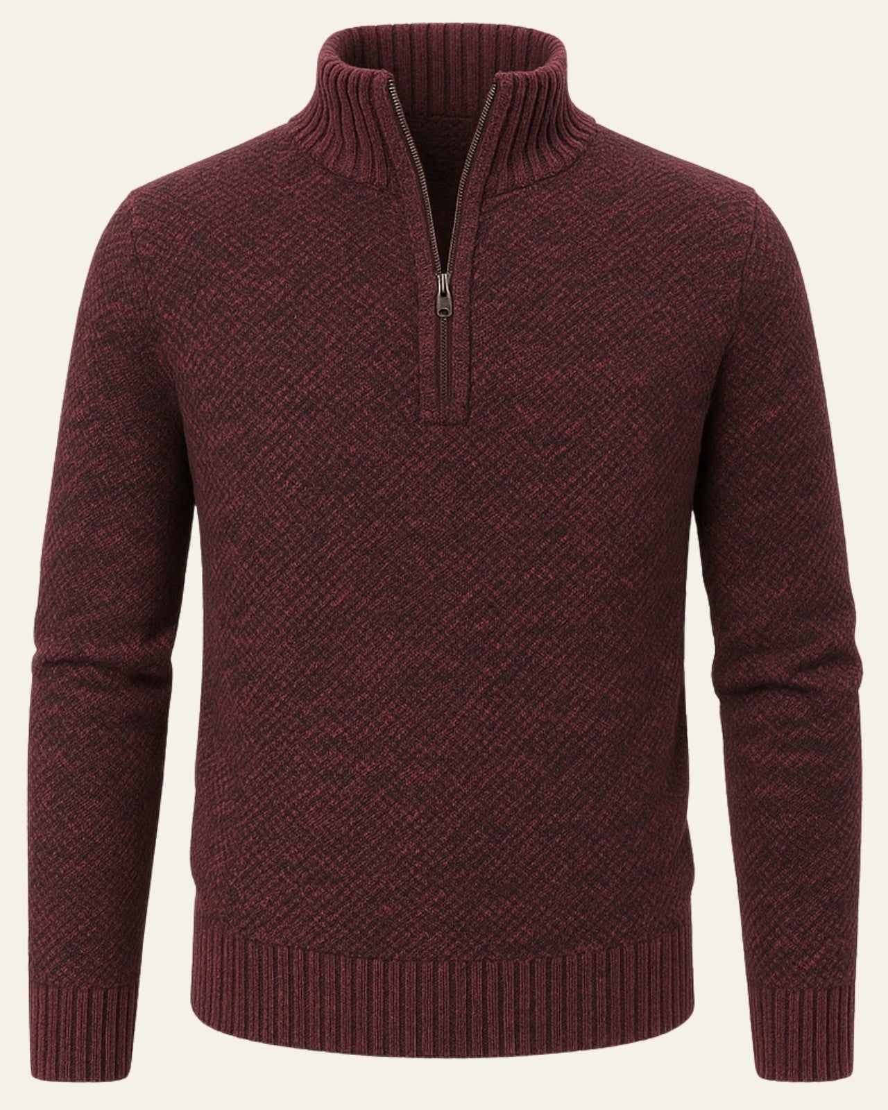 Aurazio Maglione Testurizzato Con Zip A Metà Da Uomo