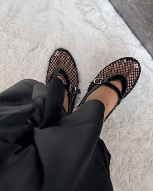 Aurazio Scarpe Mary Jane in mesh da donna