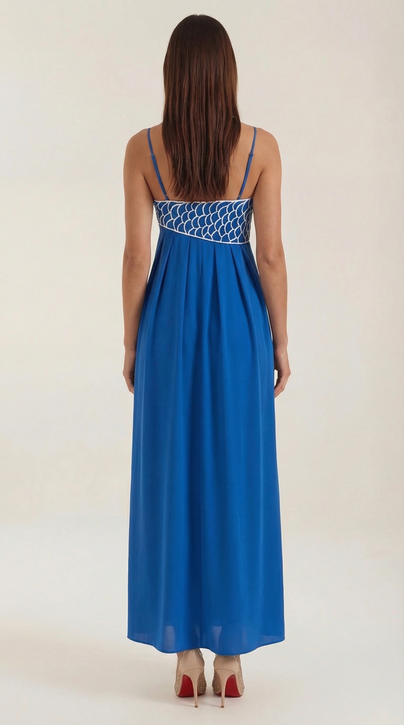 Abito Lungo Donna Ricamato Boho Spalline Sottili Fluido