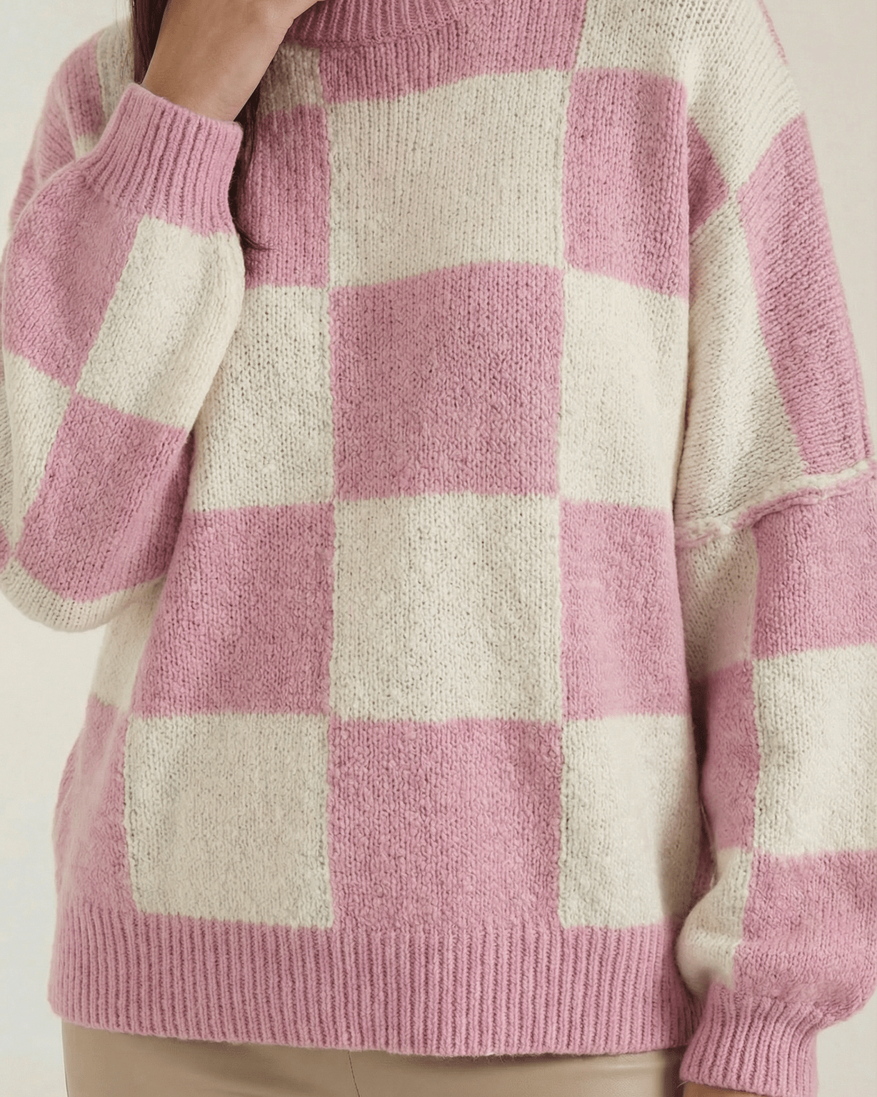 Aurazio Maglione a Quadri Checkered da Donna