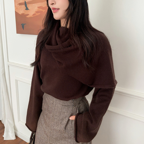Maglione Donna con Collo a Sciarpa Integrato Minimal
