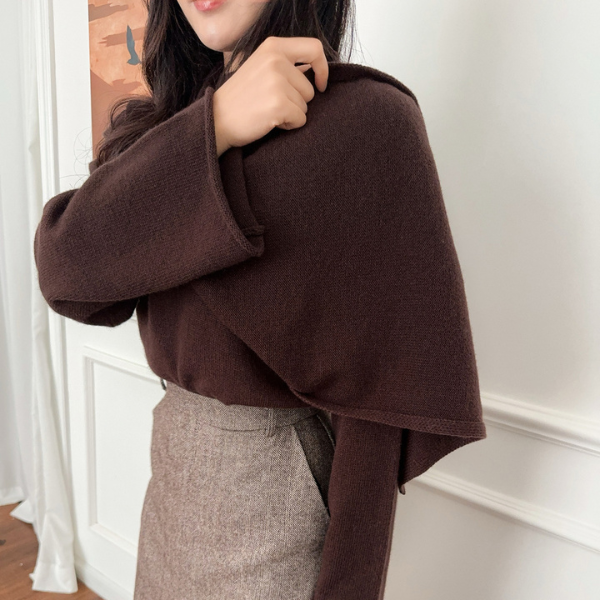 Maglione Donna con Collo a Sciarpa Integrato Minimal