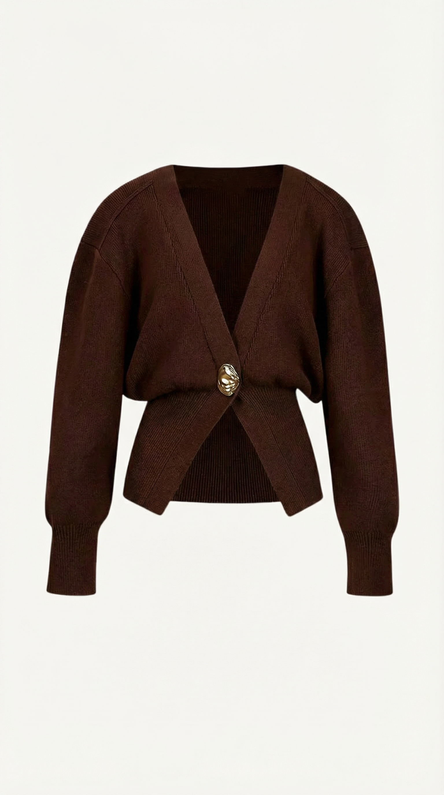 Cardigan Donna Scollo a V Profondo Bottone Dorato Aderente