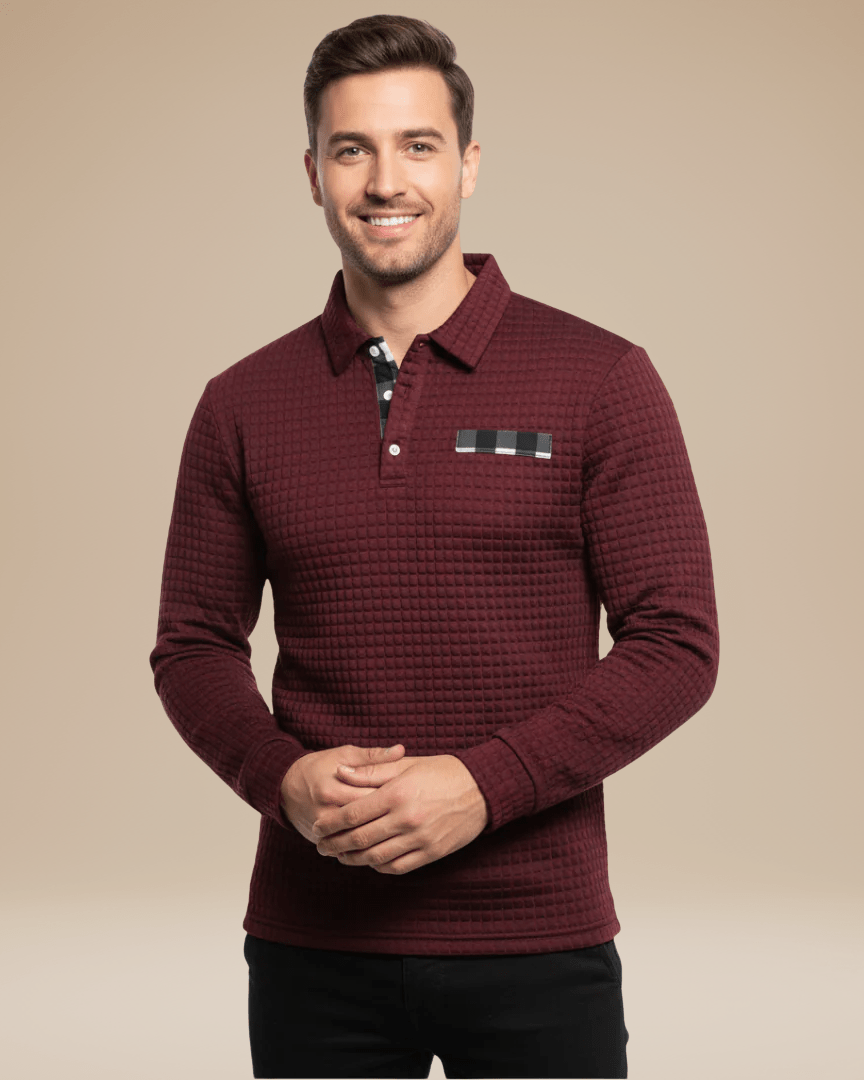 Aurazio Polo Uomo Maniche Lunghe In Maglia A Nido D Ape Calda Ed Elegante Traspirante E Comfort