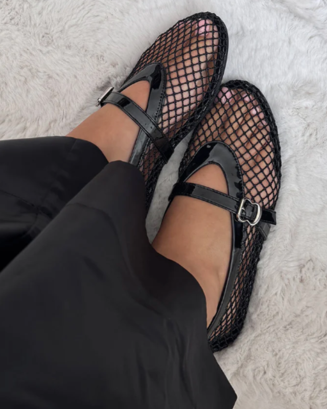 Aurazio Scarpe Mary Jane in mesh da donna