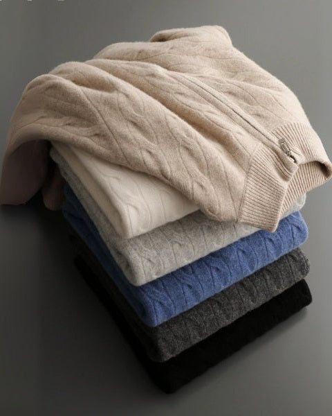 Aurazio Maglione in Lana Merino con Zip da uomo