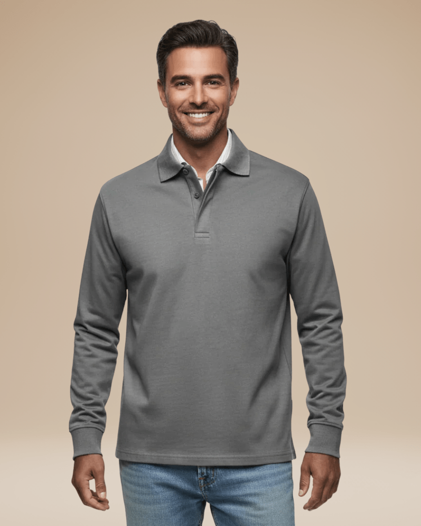 Aurazio Polo Cotone Premium Uomo Maniche Lunghe Comfort Tutto Il Giorno Stile Senza Sforzo Lavoro