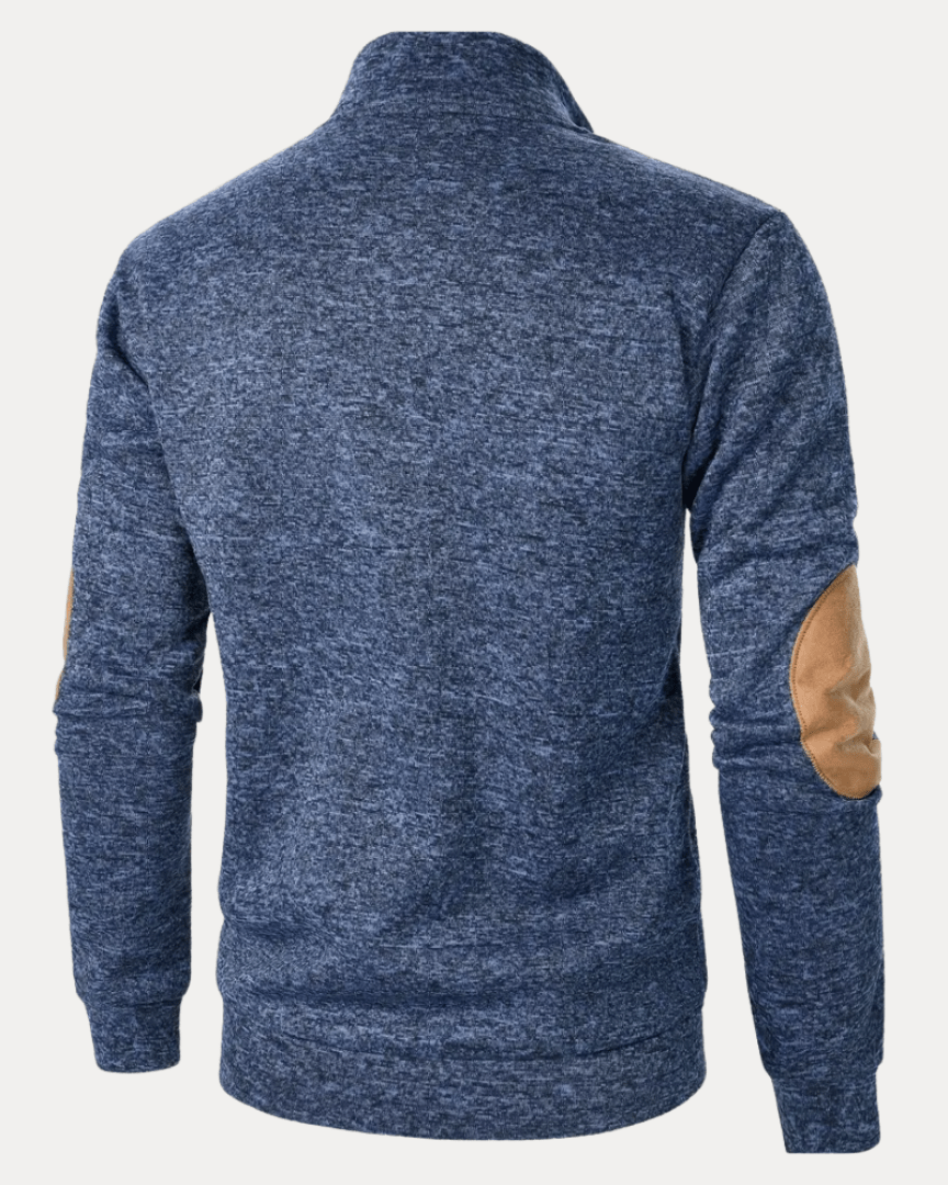 Aurazio Maglione Uomo Con Toppe Gomiti Caldo Morbido Collo Mock Versatile Stile Moderno