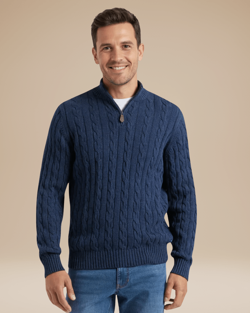 Aurazio Maglione A Treccia Con Mezza Zip Unisex Comfort E Stile Per Ogni Occasione