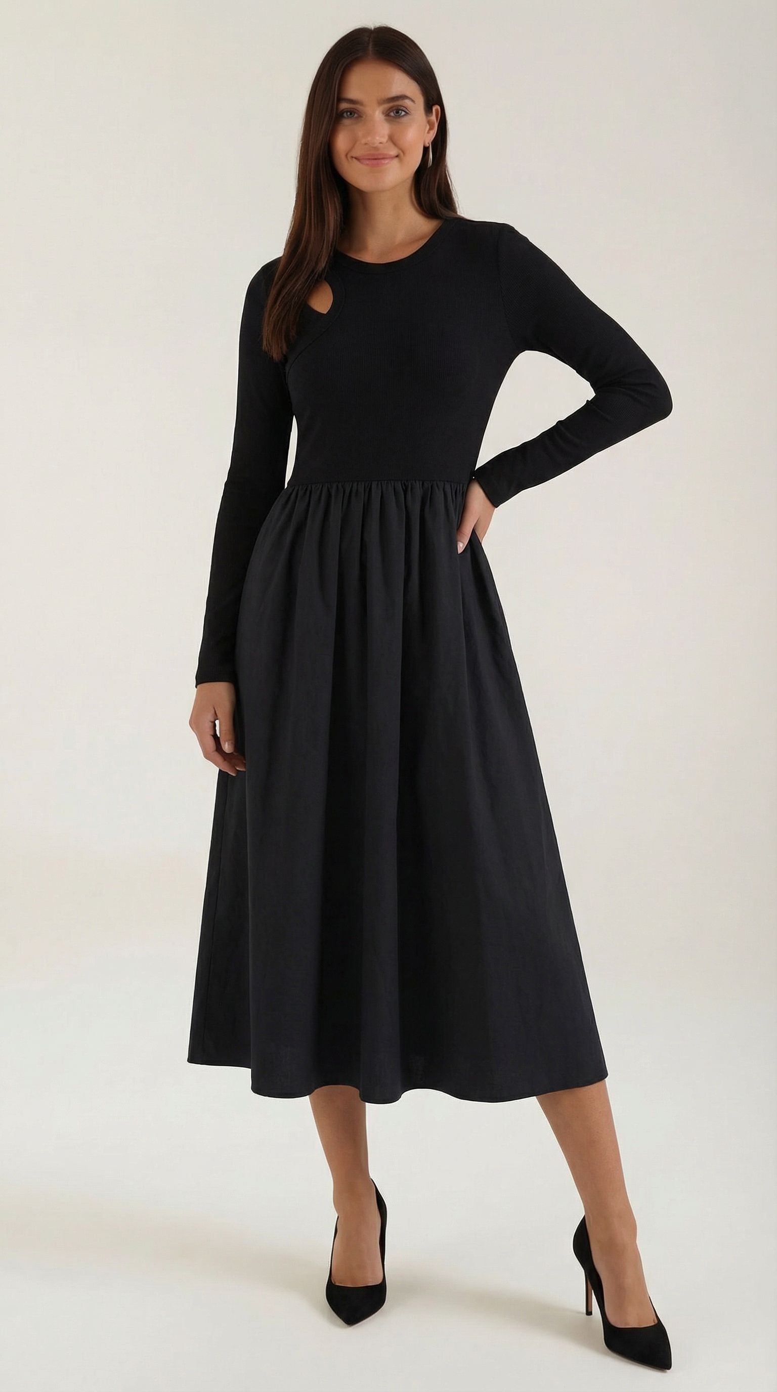 Aurazio Vestito Maxi con Maniche Lunghe per Donna