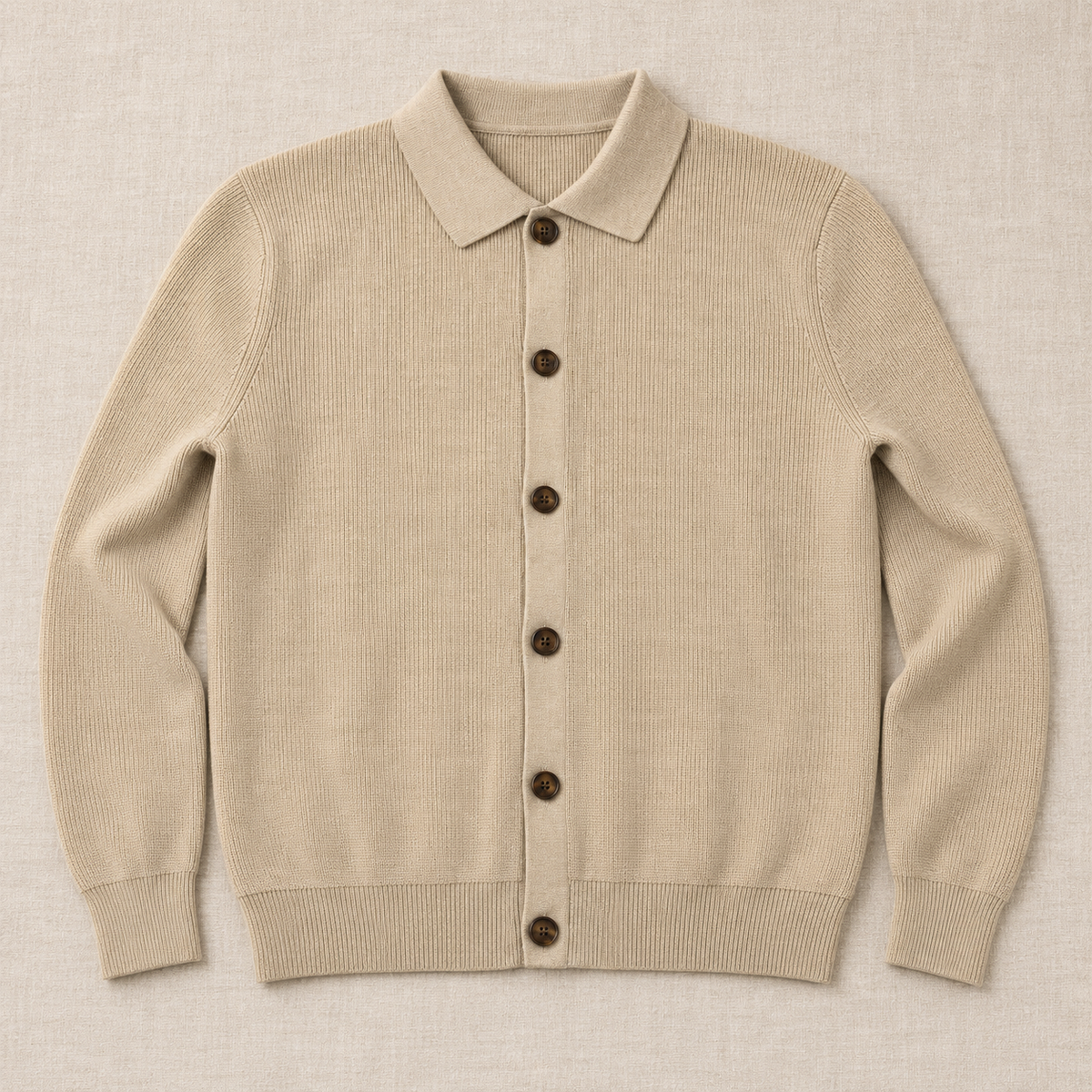 Cardigan Uomo Misto Lana con Colletto Strutturato Caldo