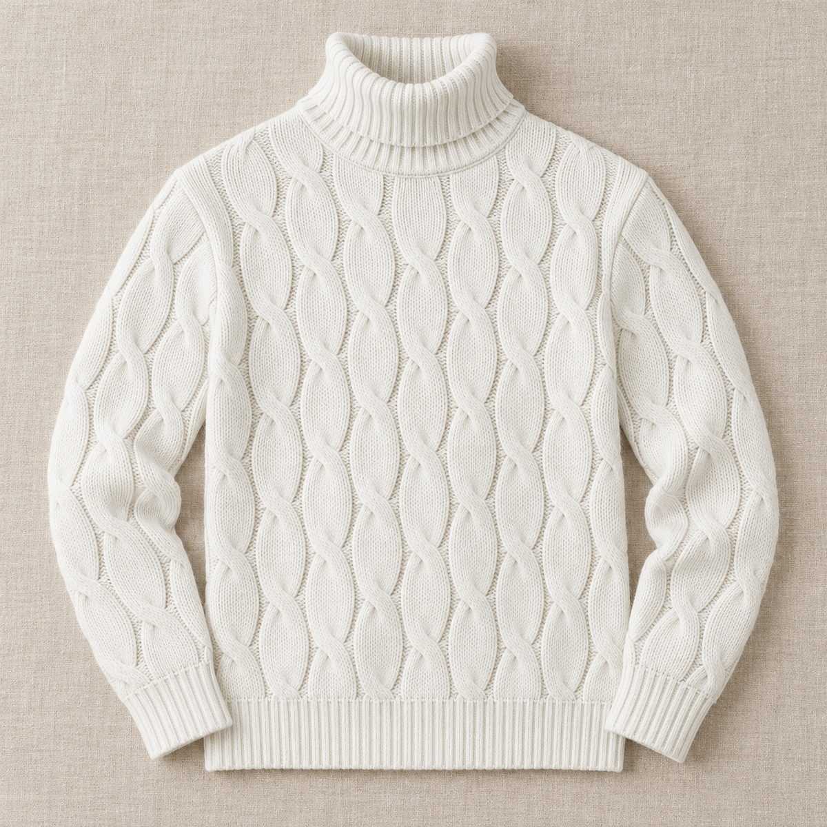 Maglione Uomo a Trecce Collo Alto in Maglia Classico Caldo