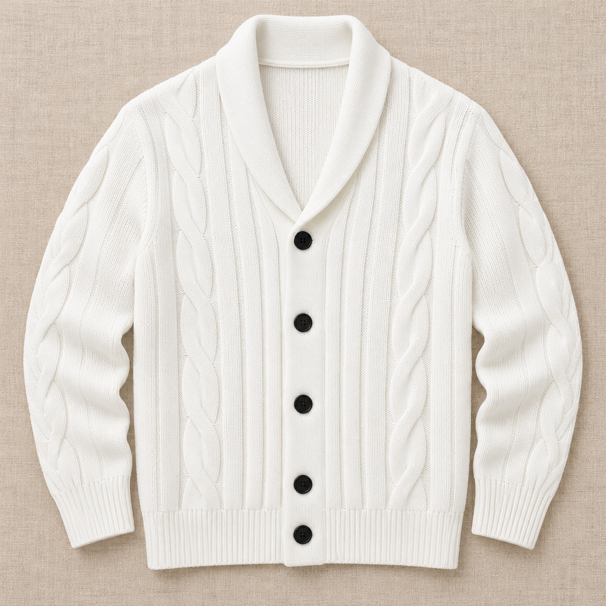 Cardigan Uomo a Trecce con Bottoni in Maglia Classico