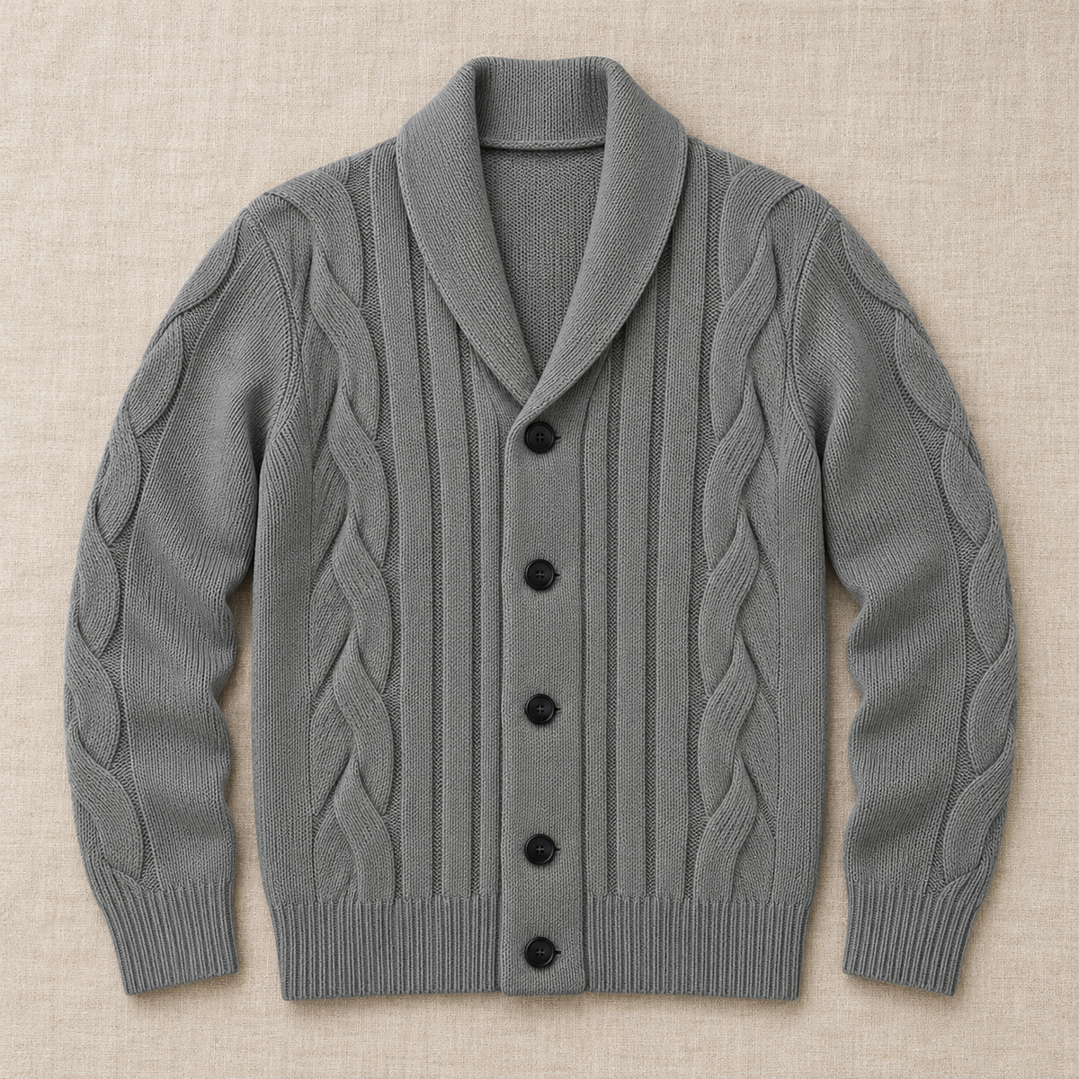 Cardigan Uomo a Trecce con Bottoni in Maglia Classico