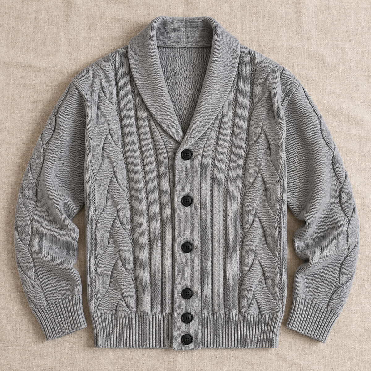Cardigan Uomo a Trecce con Bottoni in Maglia Classico