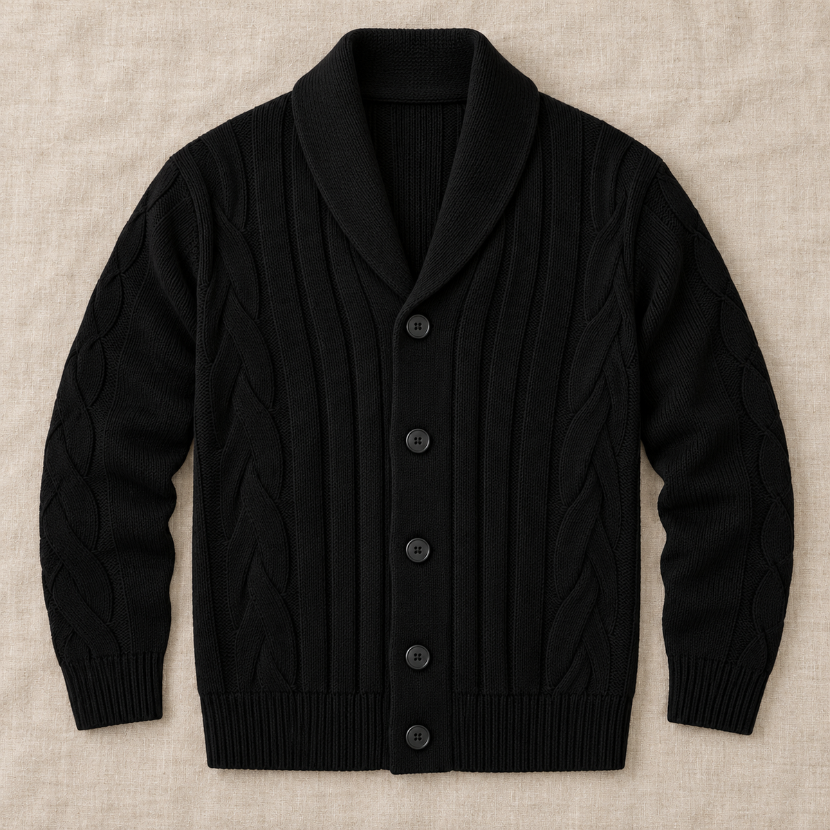 Cardigan Uomo a Trecce con Bottoni in Maglia Classico