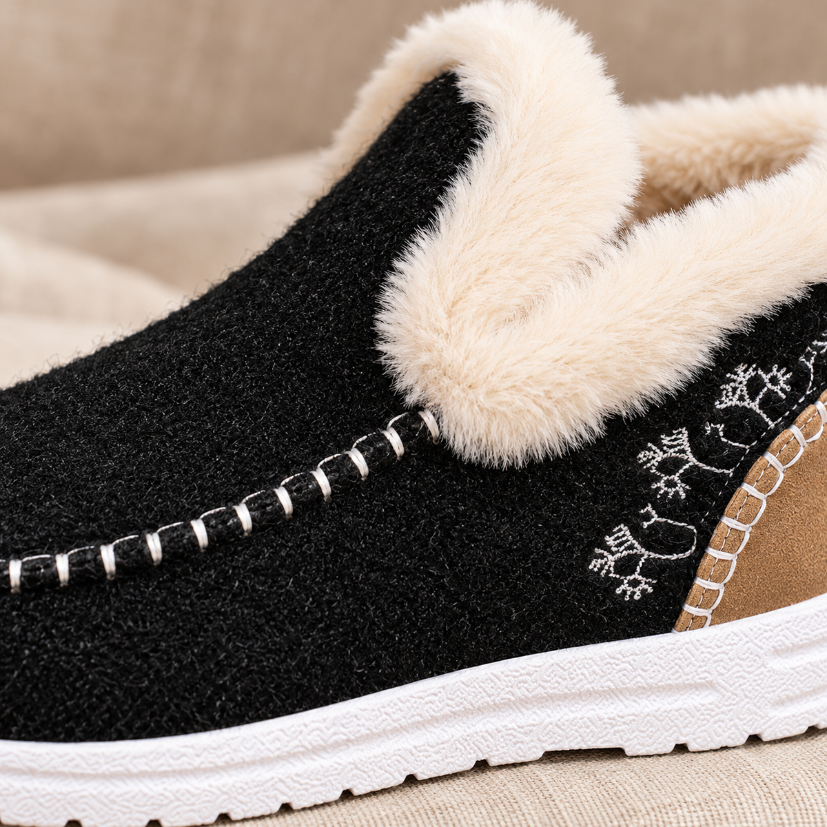 Mocassini Donna Invernali Foderati Caldi Slip-On Suola PVC