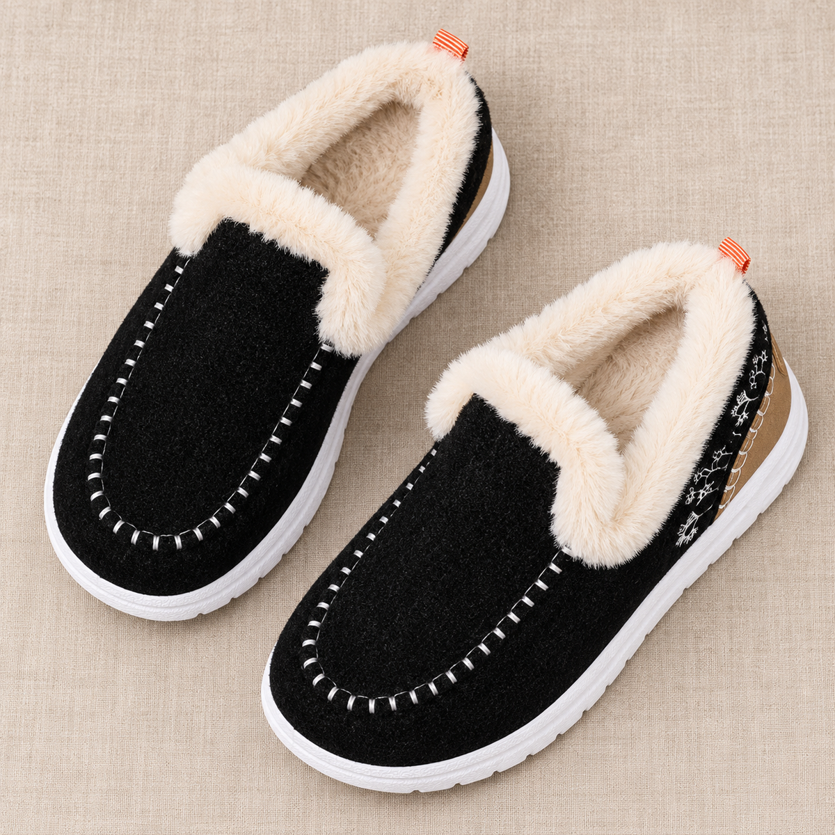 Mocassini Donna Invernali Foderati Caldi Slip-On Suola PVC